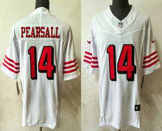 Mens San Francisco 49ers #14 Ricky Pearsall White FUSE Vapor Limited Throwback Stitched Jersey